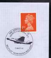 Postmark - Great Britain 2001 cover for 40th Anniversary of Shorts Canberra SC9 with illustrated Belfast cancel
