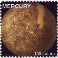 Planet Mercury (Fantasy) 100 solars perf label for inter-galactic mail unmounted mint on ungummed paper