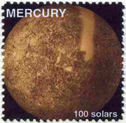 Planet Mercury (Fantasy) 100 solars perf label for inter-galactic mail unmounted mint on ungummed paper