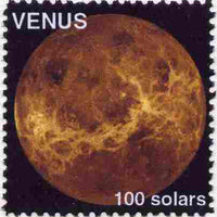 Planet Venus (Fantasy) 100 solars perf label for inter-galactic mail unmounted mint on ungummed paper