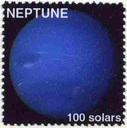 Planet Neptune (Fantasy) 100 solars perf label for inter-galactic mail unmounted mint on ungummed paper