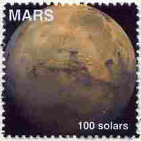 Planet Mars (Fantasy) 100 solars perf label for inter-galactic mail unmounted mint on ungummed paper