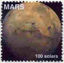 Planet Mars (Fantasy) 100 solars perf label for inter-galactic mail unmounted mint on ungummed paper