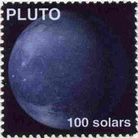 Planet Pluto (Fantasy) 100 solars perf label for inter-galactic mail unmounted mint on ungummed paper