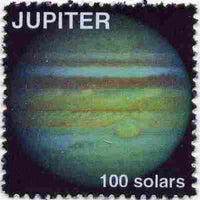 Planet Jupiter (Fantasy) 100 solars perf label for inter-galactic mail unmounted mint on ungummed paper