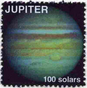 Planet Jupiter (Fantasy) 100 solars perf label for inter-galactic mail unmounted mint on ungummed paper