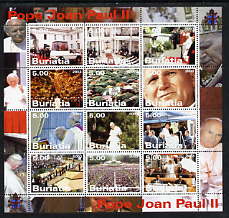 Buriatia Republic 2003 Pope John Paul II perf sheetlet #04 containing complete set of 12 values (inscribed Pope Joan Paul II) unmounted mint