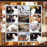 Karakalpakia Republic 2003 Pope John Paul II perf sheetlet #05 containing complete set of 12 values (inscribed His Holiness Pope Joan Paul II) unmounted mint