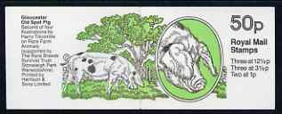Great Britain 1982-83 Rare Farm Animals #2 (Gloucester Old Spot Pig) 50p booklet complete, SG FB24 (showing incorrect rate 200g = 37p)
