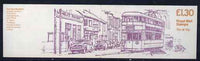 Great Britain 1984-85 Trams #1 (Swansea Mumbles) £1.30 folded booklet with margin at left SG FL3A