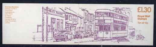 Great Britain 1984-85 Trams #1 (Swansea Mumbles) £1.30 folded booklet with margin at left SG FL3A