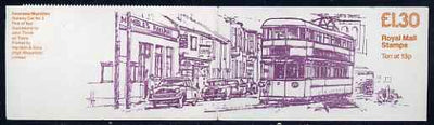 Great Britain 1984-85 Trams #1 (Swansea Mumbles) £1.30 folded booklet with margin at right SG FL3B
