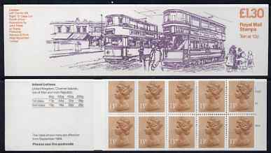 Great Britain 1984-85 Trams #4 (London) £1.30 folded booklet with margin at left SG FL6A