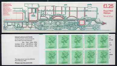 Great Britain 1983 Railway Engines #1 (GWR Isambard Kingdom Brunel) £1.25 folded booklet with margin at left SG FK5A
