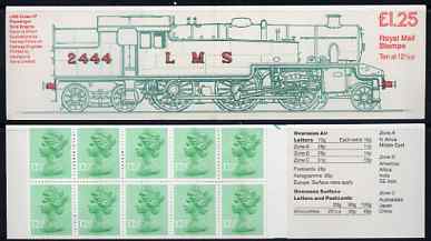 Great Britain 1983 Railways Engines #2 (LMS Tank Loco) £1.25 folded booklet with margin at right SG FK6B