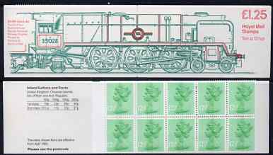 Great Britain 1983 Railways Engines #4 (SR/BR Clan Line) £1.25 folded booklet with margin at left SG FK8A