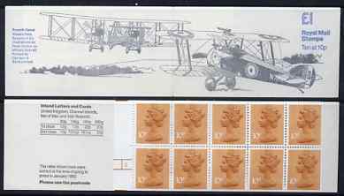 Great Britain 1979-81 Military Aircraft #2 (Sopwith Camel & Vickers Vimy) £1.00 folded booklet with margin at left SG FH2A