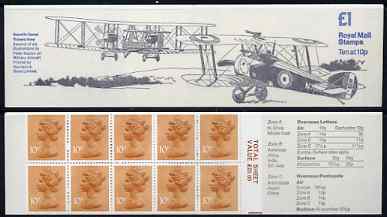 Great Britain 1979-81 Military Aircraft #2 (Sopwith Camel & Vickers Vimy) £1.00 folded booklet with margin at right SG FH2B