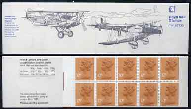 Great Britain 1979-81 Military Aircraft #3 (Hawker Fury & HP Heyford) £1.00 folded booklet with margin at left SG FH3A