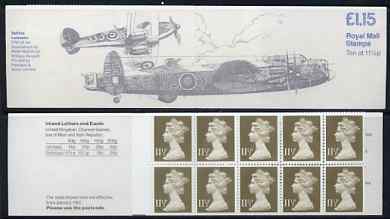 Great Britain 1979-81 Military Aircraft #5 (Spitfire & Lancaster) £1.15 folded booklet with margin at left SG FI1A