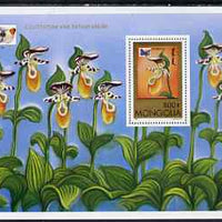 Mongolia 1997 Orchids and Butterflies miniature sheet #1 (C guttatum & Orange Tip) unmounted mint