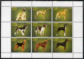 Touva 1999 Dogs #09 perf sheetlet containing set of 9 values unmounted mint