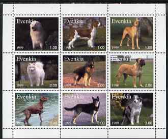 Evenkia Republic 1999 Dogs perf sheetlet containing set of 9 values unmounted mint