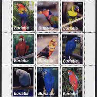 Buriatia Republic 2000 Parrots perf sheetlet containing set of 9 values unmounted mint
