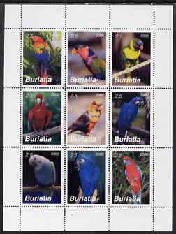 Buriatia Republic 2000 Parrots perf sheetlet containing set of 9 values unmounted mint