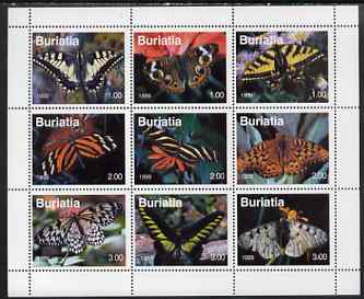 Buriatia Republic 1999 Butterflies perf sheetlet containing set of 9 values unmounted mint