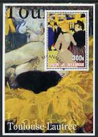 Myanmar 2001 Toulouse-Lautrec perf m/sheet containing 1 x 300k value fine cto used