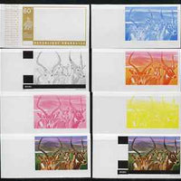 Rwanda 1972 Antelope 60f (from Akagera National Park set) the set of 8 imperf progressive proofs comprising the 5 individual colours plus 2, 3 and 4-colour composites, as SG 464
