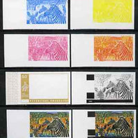 Rwanda 1972 Zebra 50c (from Akagera National Park set) the set of 8 imperf progressive proofs comprising the 5 individual colours plus 2, 3 and 4-colour composites, as SG 458