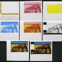 Rwanda 1972 Hyenas 18f (from Akagera National Park set) the set of 8 imperf progressive proofs comprising the 5 individual colours plus 2, 3 and 4-colour composites, as SG 462