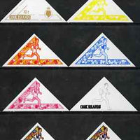 Cook Islands 1969 Running 10c (from Third South Pacific Games Triangular set) the set of 8 imperf progressive proofs comprising the 5 individual colours plus 2, 3 and 4-colour composites, as SG 302 unmounted mint