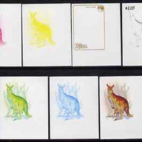 Niue 1984 Kangaroo $1.05 (from Ausipex set) the set of 7 imperf progressive proofs comprising the 5 individual colours plus 2 and 3-colour composites, as SG 558