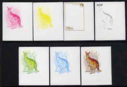 Niue 1984 Kangaroo $1.05 (from Ausipex set) the set of 7 imperf progressive proofs comprising the 5 individual colours plus 2 and 3-colour composites, as SG 558