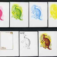 Niue 1984 Kangaroo $2.50 (from Ausipex set) the set of 7 imperf progressive proofs comprising the 5 individual colours plus 2 and 3-colour composites, as SG 559