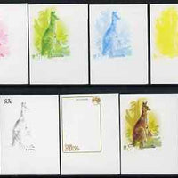 Niue 1984 Kangaroo 83c (from Ausipex set) the set of 7 imperf progressive proofs comprising the 5 individual colours plus 2 and 3-colour composites, as SG 557
