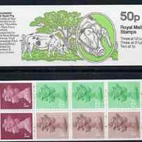 Great Britain 1982-83 Rare Farm Animals #2 (Gloucester Old Spot Pig) 50p booklet complete, SG FB24b (showing corrected rate 200g = 36p)