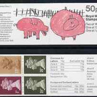 Great Britain 1988 London Zoo #1 (Child's Drawing of Pigs) 50p booklet complete with cyl numbers, SG FB47