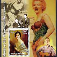 Somaliland 2002 A Tribute to the Woman of the Century #01 - The Queen Mother perf m/sheet also showing Marilyn, Elvis, Walt Disney & Babe Ruth, unmounted mint