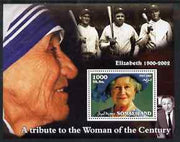 Somaliland 2002 A Tribute to the Woman of the Century #02 - The Queen Mother perf m/sheet also showing Mother Teresa, Walt Disney & Babe Ruth, unmounted mint