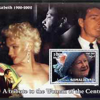 Somaliland 2002 A Tribute to the Woman of the Century #04 - The Queen Mother perf m/sheet also showing Martin Luther King, Walt Disney, Marilyn & Joe Dimaggio, unmounted mint