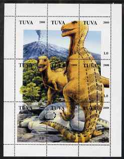 Touva 2000 Dinosaurs perf composite sheetlet containing 9 values complete unmounted mint