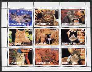 Udmurtia Republic 2001 Domestic Cats perf sheetlet containing set of 9 values unmounted mint