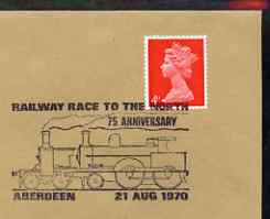 Postmark - Great Britain 1970 cover for Railway Race to the North 75 Anniversary with illustrated Aberdeen cancel