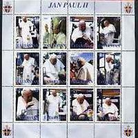Tatarstan Republic 2001 Pope John Paul II perf sheetlet containing complete set of 12 values (inscribed Jan Paul II) unmounted mint