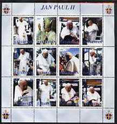 Tatarstan Republic 2001 Pope John Paul II perf sheetlet containing complete set of 12 values (inscribed Jan Paul II) unmounted mint