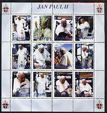 Tatarstan Republic 2001 Pope John Paul II perf sheetlet containing complete set of 12 values (inscribed Jan Paul II) unmounted mint